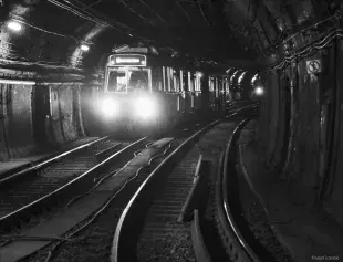 Boston subway approaching Boylston station